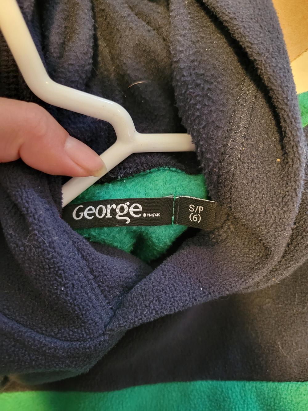 George Kids Navy and Green Hooded Fleece Pullover